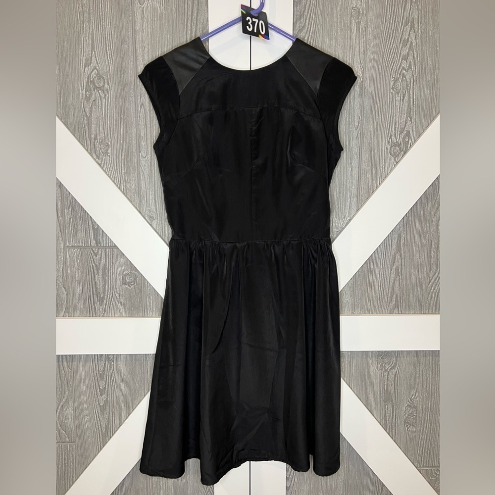 370. Mossimo Black Cap Sleeve Dress Leather Shoulders XS